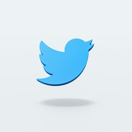 Twitter Logo on Flat Blue Background