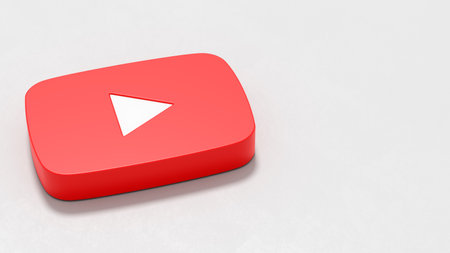 Youtube Logo on Light Grey Background with Copy spaceのeditorial素材