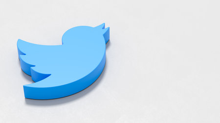 Twitter Logo on Light Grey Background with Copy spaceのeditorial素材