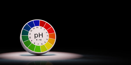 Litmus Paper Wheel Spotlighted on Black Backgroundの写真素材
