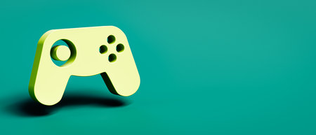 Gamepad 3D Shape on Blue Background with Copy Space