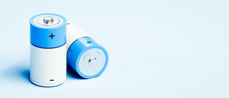 Two Batteries with Copy Spaceの写真素材