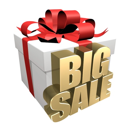 3D image of the text of a big sale, made of pure, beautiful goldの写真素材