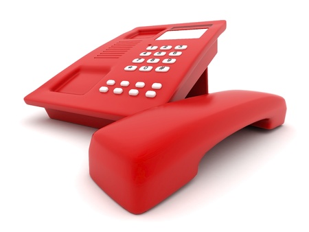 image of beautiful, red phone on a white backgroundの写真素材