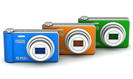 Digital camera image on white backgroundの写真素材