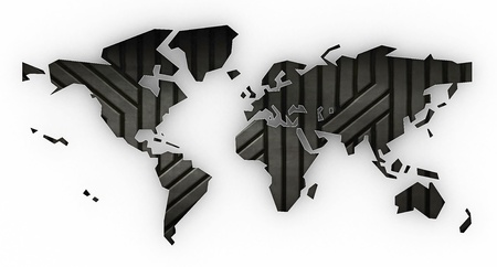 Picture a world map on a white backgroundの写真素材