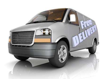 image delivery vehicle on a white backgroundの写真素材