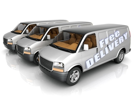 image delivery vehicle on a white backgroundの写真素材