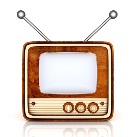old TV image on a white backgroundの写真素材