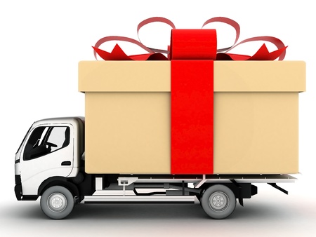 image delivery vehicle on a white backgroundの写真素材