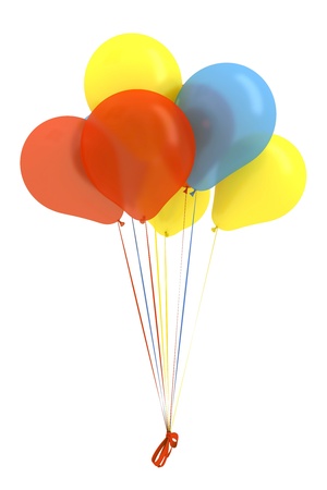 airy, colorful, beautiful balls on white backgroundの写真素材