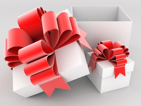 beautiful gift box with a bow and ribbons cranesの写真素材