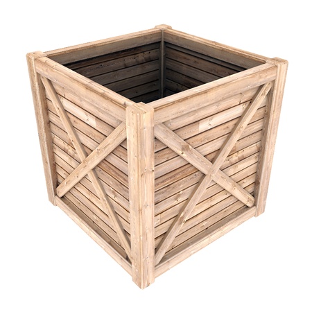 image on a white wooden container, isolated backgroundの写真素材