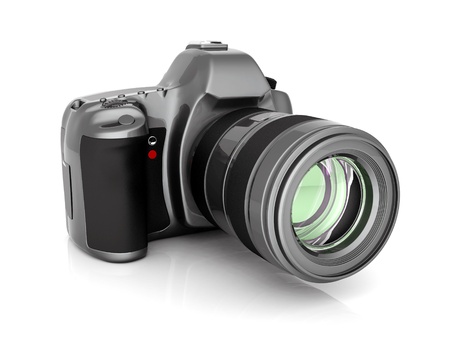 Digital camera image on white backgroundの写真素材