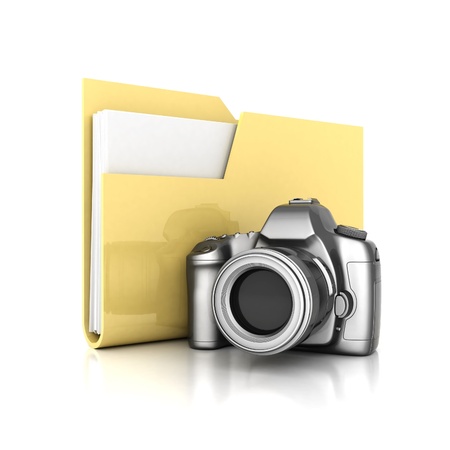 yellow folder isolated on white backgroundの写真素材