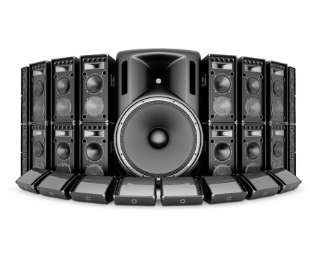 music speaker isolated on white backgroundの写真素材