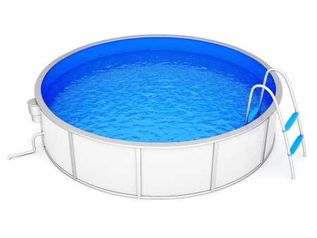 pool filled with water on a white backgroundの写真素材