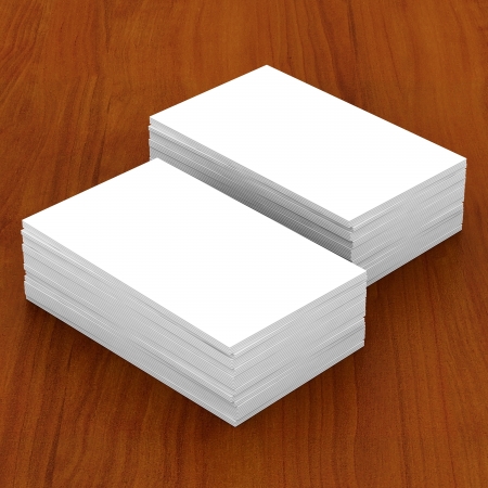 Business cards blank mockup - template - wooden backgroundの写真素材
