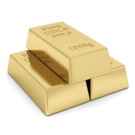 gold bar on a white backgroundの写真素材