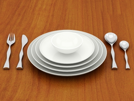 beautiful cutlery on a wooden backgroundの写真素材