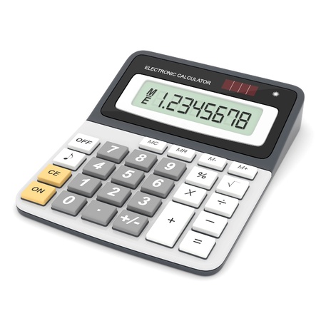 Modern office calculator on a white backgroundの写真素材