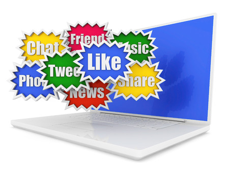 Social media and networking concept on a white backgroundの写真素材