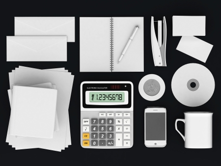 Corporate identity template on the black backgroundの写真素材