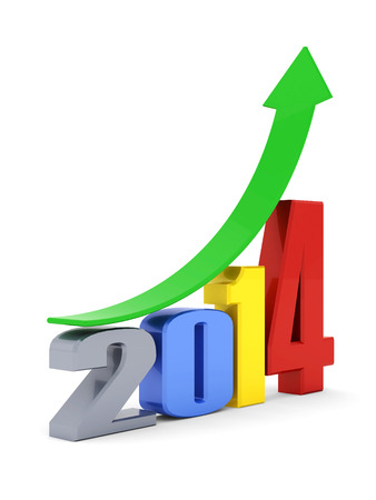 happy new year 2014 Illustrations 3d on a white backgroundの写真素材