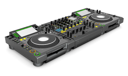 DJ music mixer isolated on white backgroundの写真素材