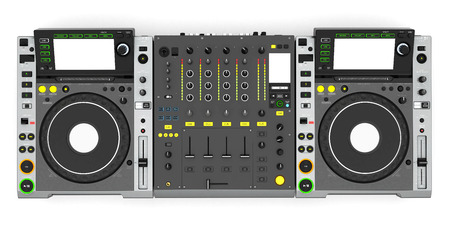 DJ music mixer isolated on white backgroundの写真素材