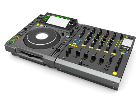 DJ music mixer isolated on white backgroundの写真素材