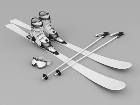 skiing isolated on a gray backgroundの写真素材