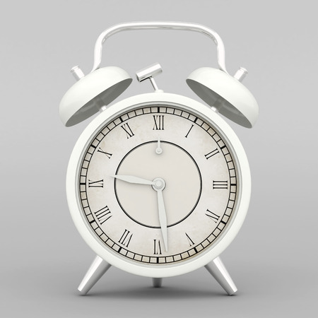 Beautiful alarm clock on gray background