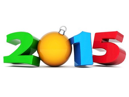 happy new year 2014 Illustrations 3d on a white backgroundの写真素材