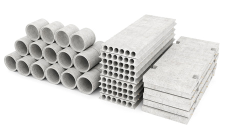 slabs of concrete on a white isolated backgroundの写真素材