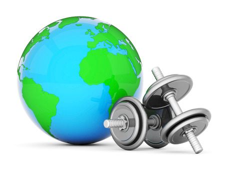 dumbbells fitness on a white backgroundの写真素材
