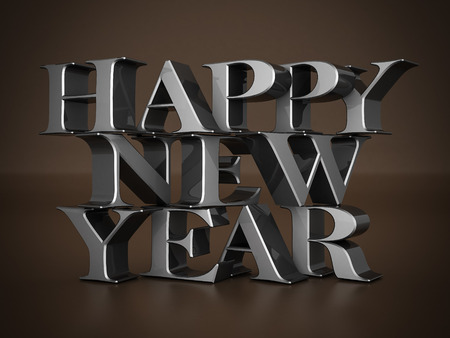 happy new year Illustrations 3d on a chocolate backgroundの写真素材