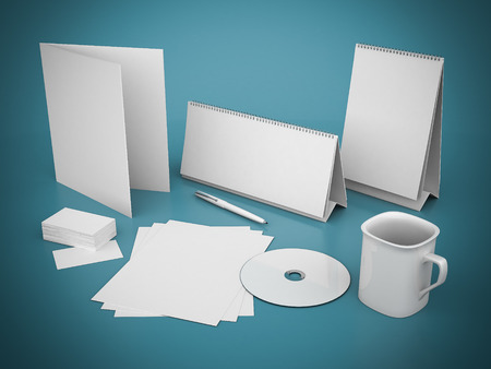Corporate identity template on a beautiful blue backgroundの写真素材