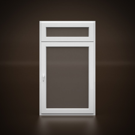 White plastic window on a beautiful chocolate backgroundの写真素材