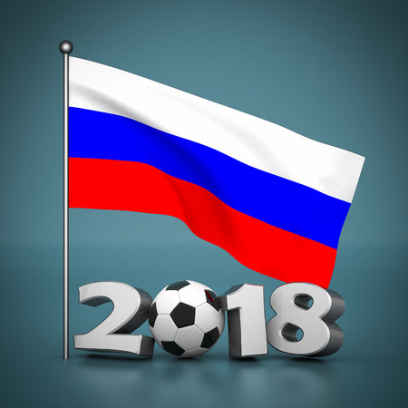 2018 in Russia on a beautiful blue backgroundの写真素材