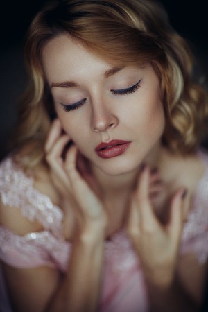 Portrait of a very beautiful and mysterious girlの写真素材