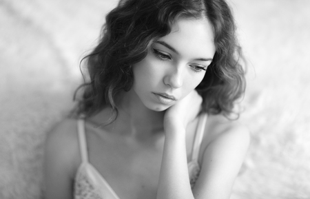 Photo very beautiful and sexy woman. Black and whiteの写真素材