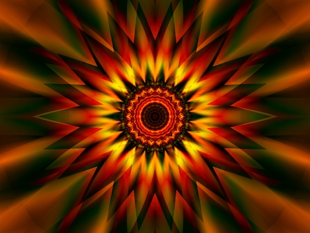 3D sunflower mandala star sun