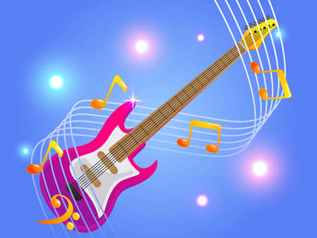 Electric guitar with Elegant musical notes musicのイラスト素材