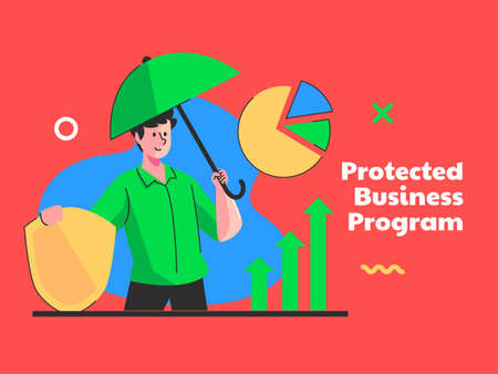 Strong Protected Business Program conceptのイラスト素材