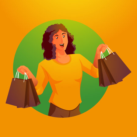 a woman carrying a shopping bagのイラスト素材