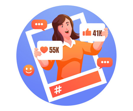 social media influencers get a lot of attentionのイラスト素材