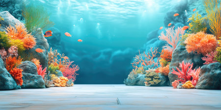 Landscape photography. There is a fairly wide natural stone podium, a circular podium, the Great Barrier Reef background, the largest coral reef offers amazing underwater scenery, shooting scenery, studio lighting, 4k images, Canon EOS R5. --ar 2:1 --style raw --sref 3293261333 --stylize 400 --v 6.1 Job ID: d027d53f-1d66-4ad4-a300-42eda2461991の素材