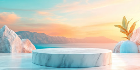 Landscape photography, Circular podium made of marble, Santorini background, Greece: The island is famous for its white buildings with blue domes, 4k image, Canon EOS R5. --ar 2:1 --style raw --sref 3293261333 --stylize 400 --v 6.1 Job ID: 96b85ccb-9c0f-4279-977c-c5b8a040629aの素材