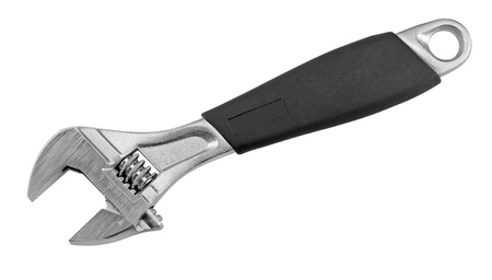 Wrench with a black handle. isolated on white background.の写真素材